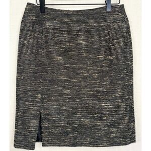 Mary Kay by Twin Hill Sz 6P 6 Tweed Pencil‎ Skirt with Metallic Threads Tan Gold